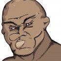 11869508 – caricature of a fighter with damaged face and cauliflower ears